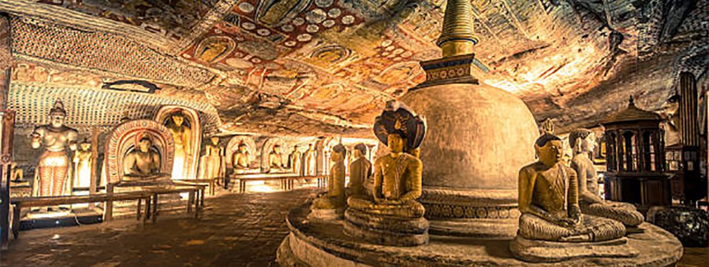 Dambulla ancient cave temple in Sri Lanka located near Sigiriya rock fortress